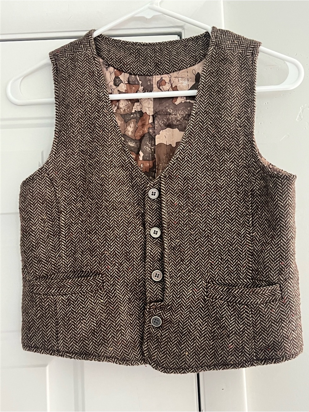 Children's Brown Herringbone Vest - Classic Tailored Kids Vest